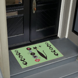 レトロ原子中世紀モダン猫クール形式 ドアマット