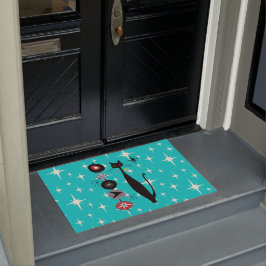 レトロ原子中世紀モダン猫クール形式 ドアマット