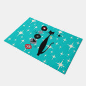 レトロ原子中世紀モダン猫クール形式 ドアマット (アングル)
