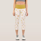 レトロ原子中世紀レッドモダン&金ゴールドスターバスト カプリレギンス (正面)