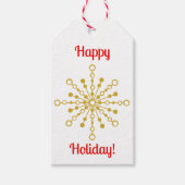 レトロ原子中世紀レッドモダン&金ゴールドスターバスト ギフトタグ (正面)