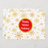 レトロ原子中世紀レッドモダン&金ゴールドスターバスト シーズンカード (正面/裏面)