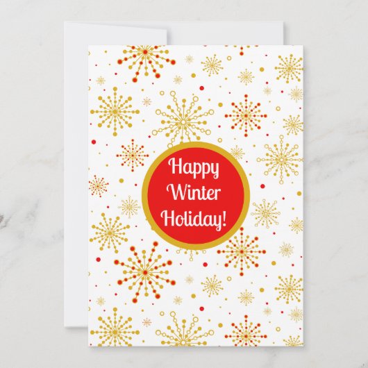 レトロ原子中世紀レッドモダン&金ゴールドスターバスト シーズンカード (正面)