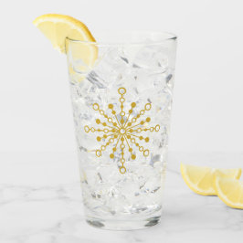 レトロ原子中世紀レッドモダン&金ゴールドスターバスト タンブラーグラス