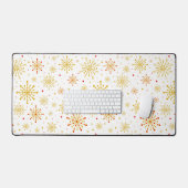 レトロ原子中世紀レッドモダン&金ゴールドスターバスト デスクマット (キーボード&マウス)