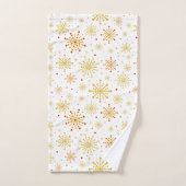 レトロ原子中世紀レッドモダン&金ゴールドスターバスト バスタオルセット (ハンドタオル)