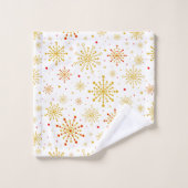 レトロ原子中世紀レッドモダン&金ゴールドスターバスト バスタオルセット (ウォッシュタオル)