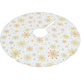 レトロ原子中世紀レッドモダン&金ゴールドスターバスト ブラッシュドポリエステルツリースカート