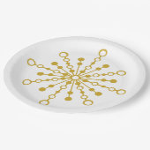 レトロ原子中世紀レッドモダン&金ゴールドスターバスト ペーパープレート (アングル)