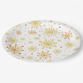 レトロ原子中世紀レッドモダン&金ゴールドスターバスト ペーパープレート (アングル)