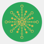 レトロ原子中世紀レッドモダン&金ゴールドスターバスト ラウンドシール (正面)