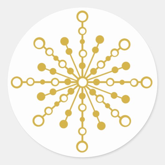 レトロ原子中世紀レッドモダン&金ゴールドスターバスト ラウンドシール (正面)