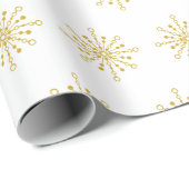 レトロ原子中世紀レッドモダン&金ゴールドスターバスト ラッピングペーパー (ロールコーナー)