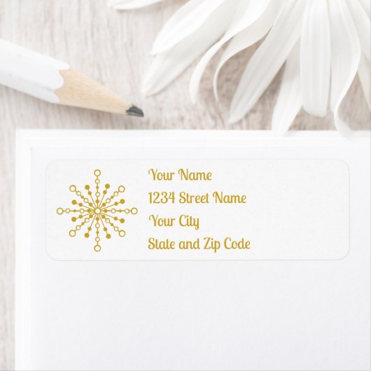 レトロ原子中世紀レッドモダン&金ゴールドスターバスト ラベル (インサイチュ)