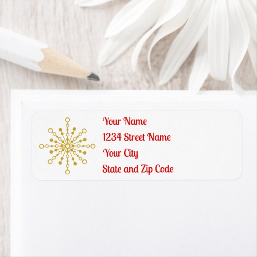 レトロ原子中世紀レッドモダン&金ゴールドスターバスト ラベル (インサイチュ)