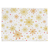 レトロ原子中世紀レッドモダン&金ゴールドスターバスト ラージペーパーバッグ (裏面)