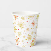 レトロ原子中世紀レッドモダン&金ゴールドスターバスト 紙コップ (裏面)