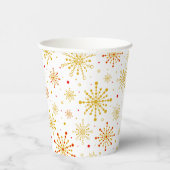 レトロ原子中世紀レッドモダン&金ゴールドスターバスト 紙コップ (右)