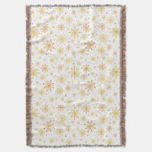 レトロ原子中世紀赤モダンと金ゴールドパターン スローブランケット (正面縦)