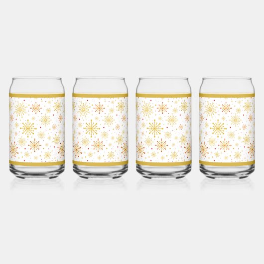 レトロ原子中世紀赤モダンと金ゴールド ガラス缶 (正面)