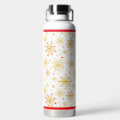 レトロ原子中世紀赤モダン色と金ゴールド色 ウォーターボトル (背面)