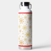 レトロ原子中世紀赤モダン色と金ゴールド色 ウォーターボトル (正面)