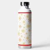 レトロ原子中世紀赤モダン色と金ゴールド色 ウォーターボトル (左面)