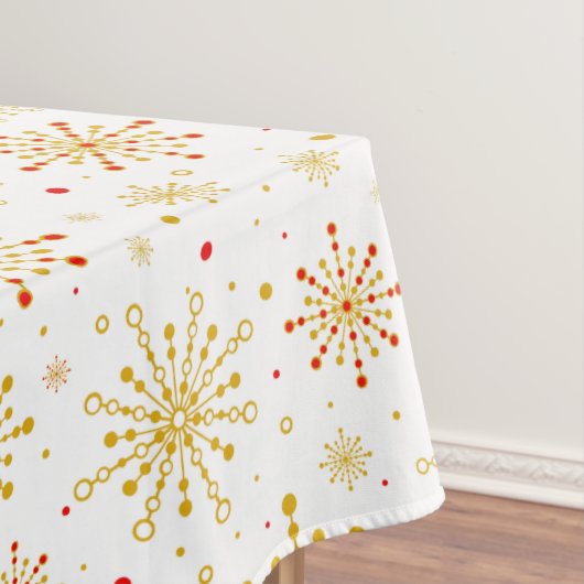 レトロ原子中世紀赤モダン色と金ゴールド色 テーブルクロス (インサイチュ)