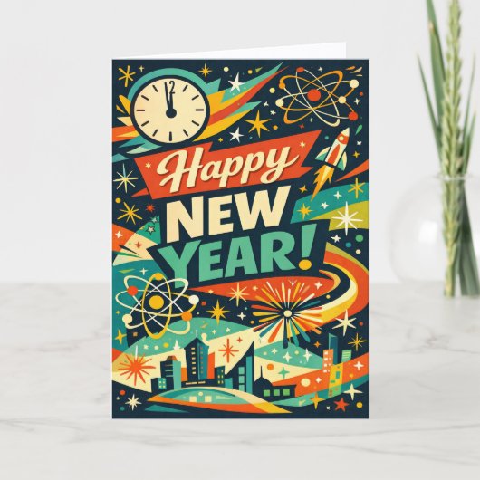 レトロ原子力宇宙時代の新年 シーズンカード (正面)
