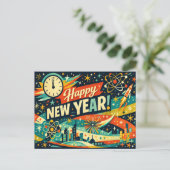 レトロ原子力宇宙時代の新年 シーズンポストカード (スタンド正面)