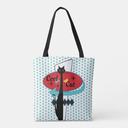 レトロ原子力時代の中世紀の猫モダンのサクールイン トートバッグ (裏面)