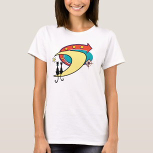 レトロ原子力時代中モダン期猫と月 Tシャツ