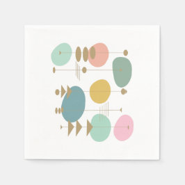 レトロ原子宇宙エイジミッドセンチュリーモダン スタンダードカクテルナプキン