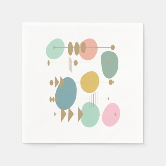 レトロ原子宇宙エイジミッドセンチュリーモダン スタンダードカクテルナプキン (正面)