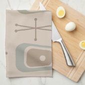 レトロ原子宇宙エージソフトニュートラルカラー キッチンタオル (四つ折り)