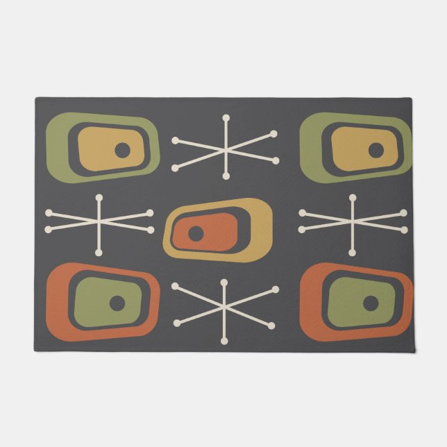 レトロ原子宇宙年齢数々の色 ドアマット (正面)