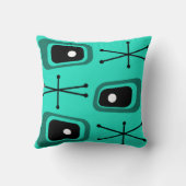 レトロ原子宇宙時代ターコイズ クッション (裏面)