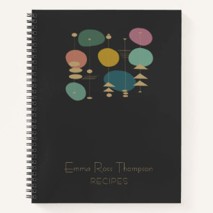 レトロ原子宇宙時代中世モダンレシピ ノートブック