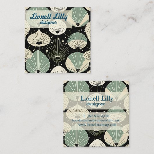 レトロ原子年代の幾何学的パタモダンーン スクエア名刺 (正面/裏面)