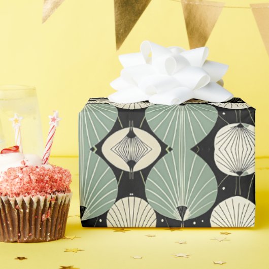 レトロ原子年代の幾何学的パタモダンーン ラッピングペーパー (誕生日パーティー)