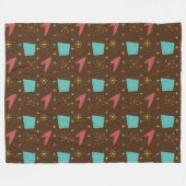 レトロ原子年齢パターンフリース フリースブランケット (正面(横))