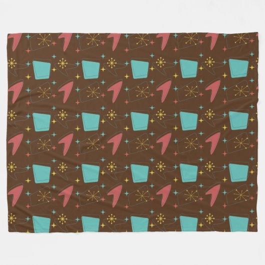 レトロ原子年齢パターンフリース フリースブランケット (正面(横))