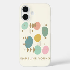 レトロ原子年齢ミッド幾何モダン図形パーソナライズされた iPhone 16ケース