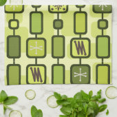 レトロ原子幾何学アートチャートルーズ キッチンタオル (折り畳み)