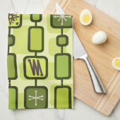 レトロ原子幾何学アートチャートルーズ キッチンタオル (四つ折り)