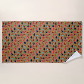 レトロ原子形状 ビーチタオル (正面)