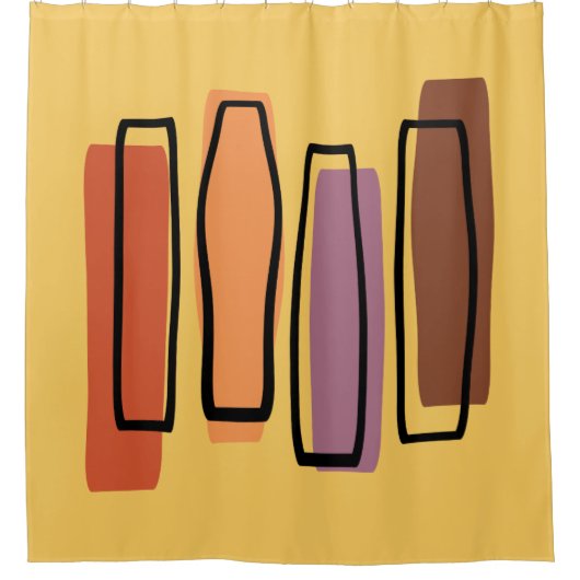 レトロ原子抽象芸術アート「柱」 シャワーカーテン (正面)