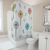 レトロ原子数々の花色 シャワーカーテン (インサイチュ)