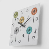 レトロ原子数々の花色 スクエア壁時計 (傾斜)