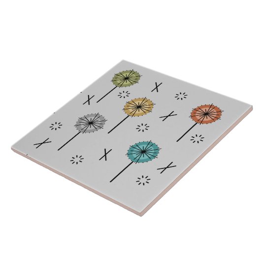 レトロ原子数々の花色 タイル (側面)